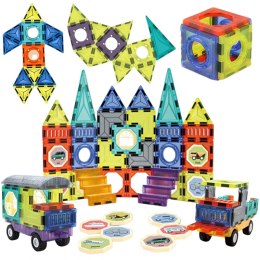 Woopie WOOPIE Klocki Magnetyczne 3D Zestaw Zamek Pojazdy 71el.