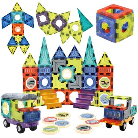 Woopie WOOPIE Klocki Magnetyczne 3D Zestaw Zamek Pojazdy 71el.