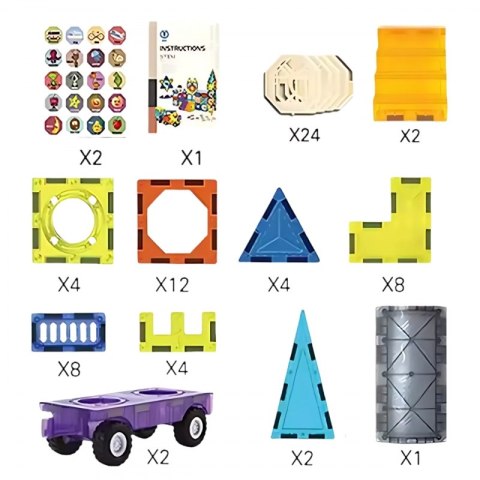 Woopie WOOPIE Klocki Magnetyczne 3D Zestaw Zamek Pojazdy 71el.