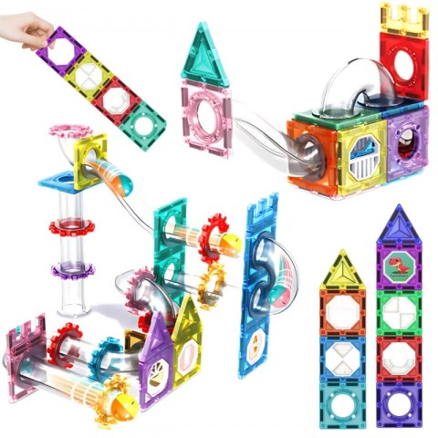 Woopie WOOPIE Klocki Magnetyczne Konstrukcyjne 3D Zestaw Edukacyjny Tor Kulkowy 126el.el.