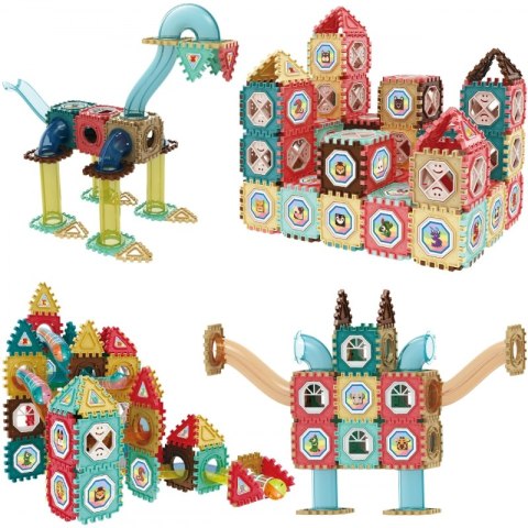 Woopie WOOPIE Klocki Magnetyczne Konstrukcyjne 3D Zestaw Edukacyjny Tor Kulkowy 128el.