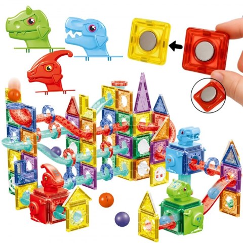 Woopie WOOPIE Klocki Magnetyczne Konstrukcyjne 3D Zestaw Edukacyjny Tor Kulkowy 170el.