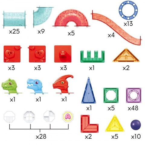 Woopie WOOPIE Klocki Magnetyczne Konstrukcyjne 3D Zestaw Edukacyjny Tor Kulkowy 170el.