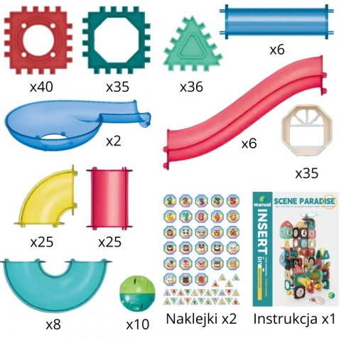 Woopie WOOPIE Klocki Magnetyczne Konstrukcyjne 3D Zestaw Edukacyjny Tor Kulkowy 228el.