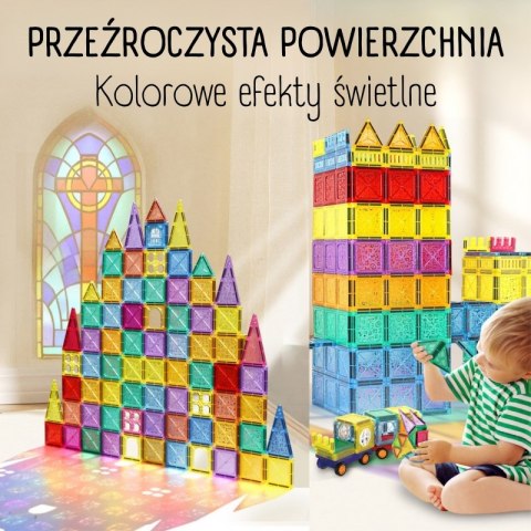 Woopie WOOPIE Klocki Magnetyczne Konstrukcyjne 3D Zestaw Edukacyjny Zamek Pojazdy110el..