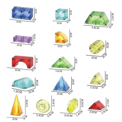 Woopie WOOPIE Klocki Magnetyczne Konstrukcyjne Sześciany 3D Zestaw Edukacyjny 63 el.