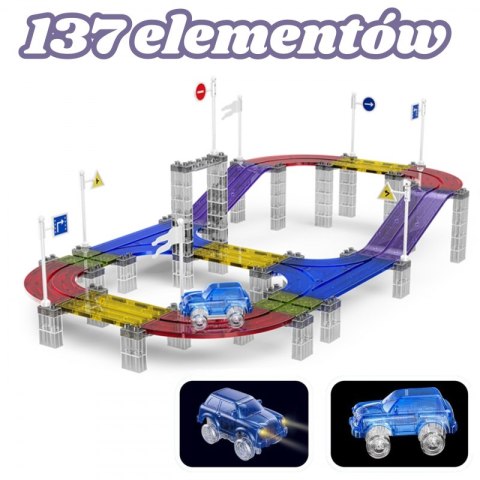 Woopie WOOPIE Magnetyczny Tor Samochodowy Wyścigowy + Autko 137 El.