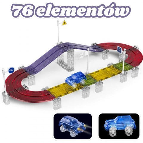 Woopie WOOPIE Magnetyczny Tor Samochodowy Wyścigowy + Autko 76 el.