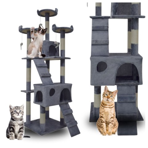 E-hurtownia DRAPAK DLA KOTA DUŻY 170cm WYSOKI LEGOWISKO DOMEK DRZEWKO JASNY SZARY