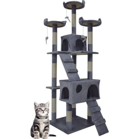 E-hurtownia DRAPAK DLA KOTA DUŻY 170cm WYSOKI LEGOWISKO DOMEK DRZEWKO JASNY SZARY