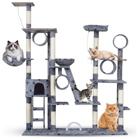 E-hurtownia DRAPAK DLA KOTA XXL DUŻY 255cm WIEŻA HAMAK TUBA DOMEK JASNY SZARY W ŁAPKI