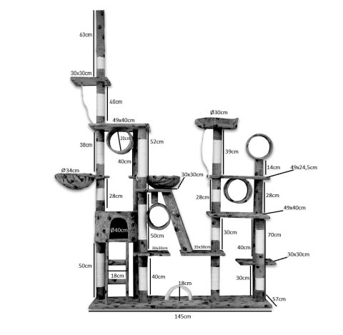 E-hurtownia DRAPAK DLA KOTA XXL DUŻY 255cm WIEŻA HAMAK TUBA DOMEK LEGOWISKO BEŻOWY