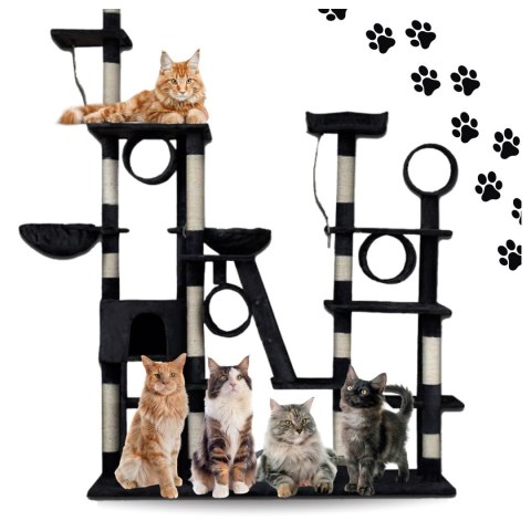 E-hurtownia DRAPAK DLA KOTA XXL DUŻY 255cm WIEŻA HAMAK TUBA DOMEK LEGOWISKO CZARNY