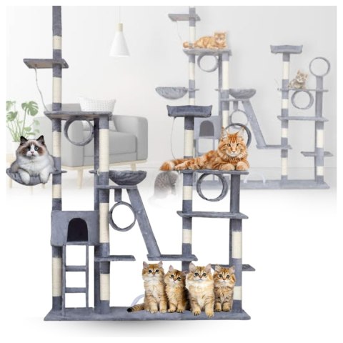 E-hurtownia DRAPAK DLA KOTA XXL DUŻY 255cm WIEŻA HAMAK TUBA DOMEK LEGOWISKO JASNY SZARY