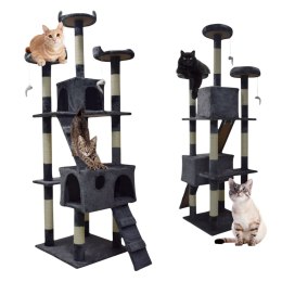 E-hurtownia Drapak dla kota 170 cm ciemnoszary domek platformy legowisko zabawki sizal