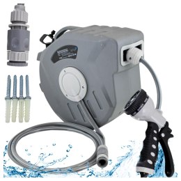 E-hurtownia Wąż ogrodowy 20 m automatyczny zwijak na ścianę pistolet ciśnieniowy