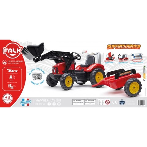 FALK FALK Traktor Red Supercharger na Pedały z Przyczepą od 3 Lat