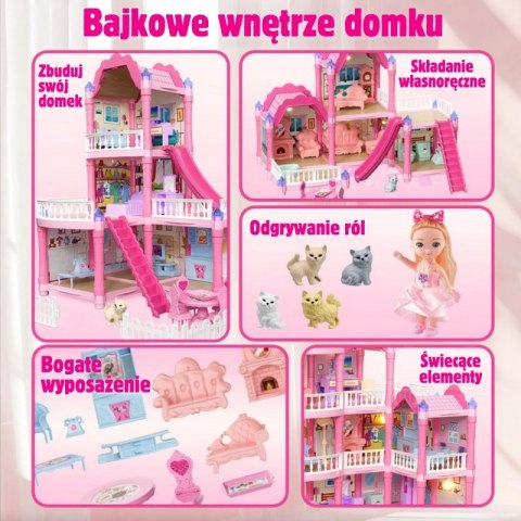 Woopie WOOPIE Domek dla Lalek Villa z Akcesoriami i Lalką Podświetlany 296el.