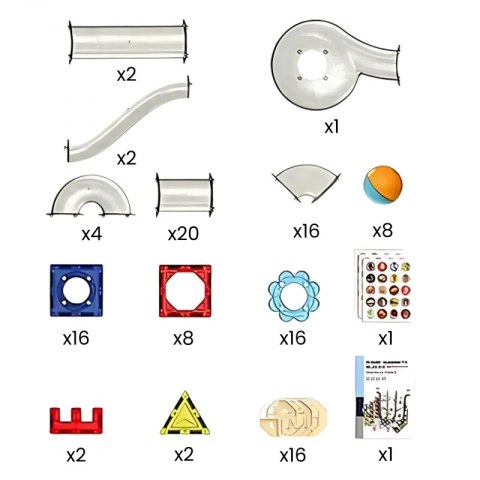Woopie WOOPIE Klocki Magnetyczne Konstrukcyjne 3D Zestaw Edukacyjny Tor Kulkowy 113 el.