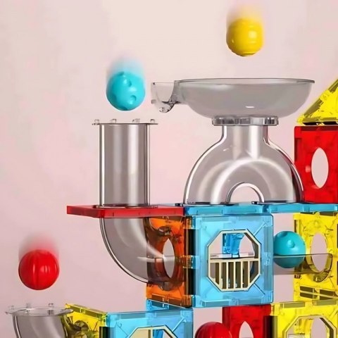 Woopie WOOPIE Klocki Magnetyczne Konstrukcyjne 3D Zestaw Edukacyjny Tor Kulkowy 113 el.