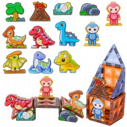 Woopie WOOPIE Klocki Magnetyczne Konstrukcyjne Świecące 3D Park Dinozaurów 124el.