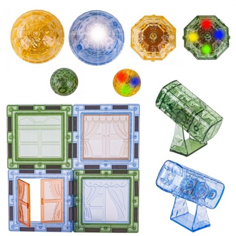 Woopie WOOPIE Klocki Magnetyczne Konstrukcyjne Świecące 3D Park Dinozaurów 124el.