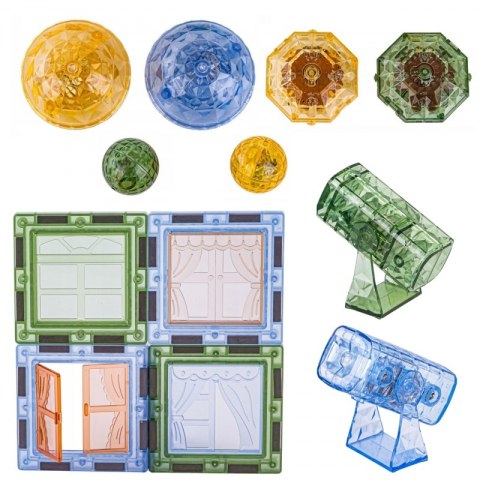 Woopie WOOPIE Klocki Magnetyczne Konstrukcyjne Świecące 3D Świat Zwierząt 124el.