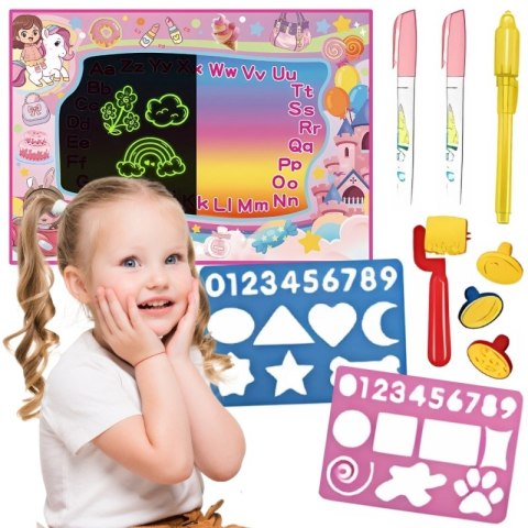 Woopie WOOPIE Mata Wodna do Malowania 2w1 XXL 100x70cm Świeci w Ciemności