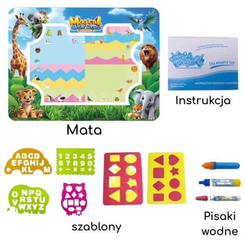 Woopie WOOPIE Mata Wodna do Malowania Safari Literki Cyferki