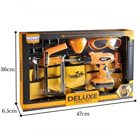 Woopie WOOPIE Zestaw Narzędzi Małego Majsterkowicza Gogle Wkrętarka Pas Na Narzędzia 16el.