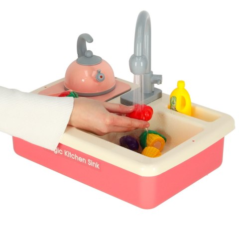Zlewozmywak zlew do mycia naczyń dla dzieci z akcesoriami leci woda różowy Kik Sp. z o. o. Sp. k.
