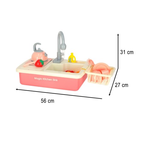 Zlewozmywak zlew do mycia naczyń dla dzieci z akcesoriami leci woda różowy Kik Sp. z o. o. Sp. k.