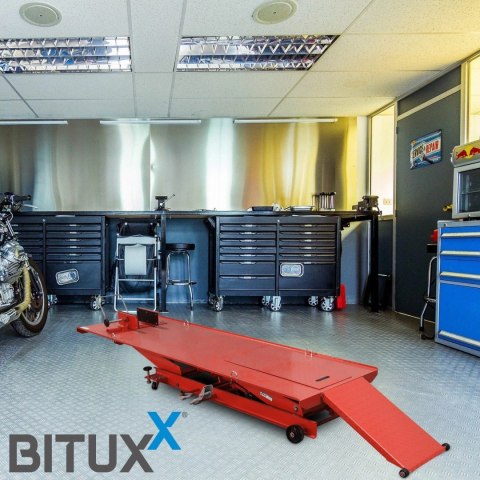 Bituxx Podnośnik motocyklowy platforma podnośnik hydrauliczny 460 kg czerwony