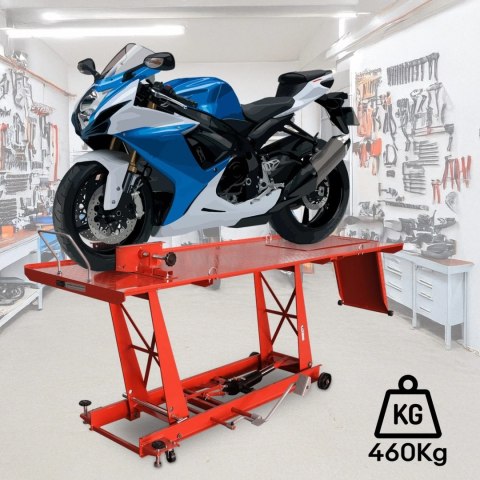 Bituxx Podnośnik motocyklowy platforma podnośnik hydrauliczny 460 kg czerwony