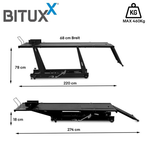 Bituxx Podnośnik motocyklowy platforma podnośnik hydrauliczny 464 kg stabilny