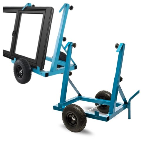 Bituxx Wózek do płyt regulowany stalowy niebieski 200kg pneumatyczne koła