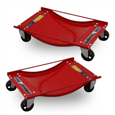 Bituxx Wózki Manewrowe 450 kg 2 Sztuki Czerwone Rolki Transportowe do Samochodów