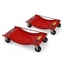 Bituxx Wózki Manewrowe 450 kg 2 Sztuki Czerwone Rolki Transportowe do Samochodów