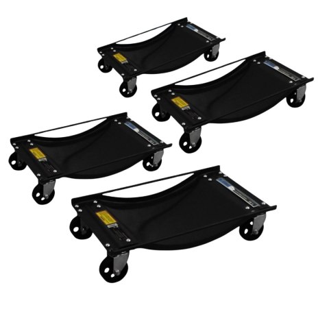 Bituxx Wózki Manewrowe 450 kg 4 Sztuki Czarne Rolki Transportowe do Samochodów
