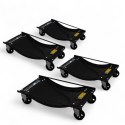 Bituxx Wózki Manewrowe 450 kg 4 Sztuki Czarne Rolki Transportowe do Samochodów