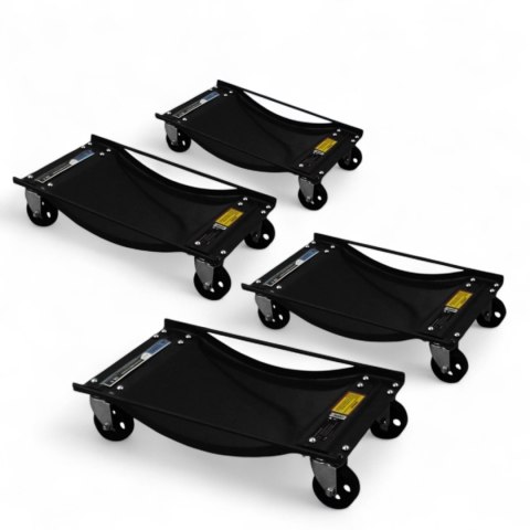 Bituxx Wózki Manewrowe 450 kg 4 Sztuki Czarne Rolki Transportowe do Samochodów