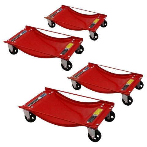Bituxx Wózki Manewrowe 450 kg 4 Sztuki Czerwone Rolki Transportowe do Samochodów