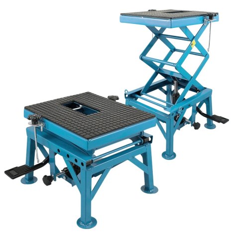 E-hurtownia Podnośnik Motocyklowy Hydrauliczny Platforma 135 kg 87cm Niebieski stabilny