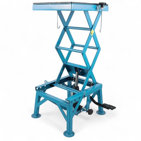 E-hurtownia Podnośnik Motocyklowy Hydrauliczny Platforma 135 kg 87cm Niebieski stabilny