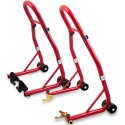 E-hurtownia Stojaki motocyklowe na przód i tył czerwone stalowe 250 kg regulowane