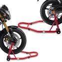 E-hurtownia Stojaki motocyklowe na przód i tył czerwone stalowe 250 kg regulowane