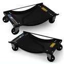 E-hurtownia Wózki Manewrowe 450 kg 2 Sztuki Czarne Rolki Transportowe do Samochodów