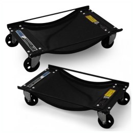 E-hurtownia Wózki Manewrowe 450 kg 2 Sztuki Czarne Rolki Transportowe do Samochodów