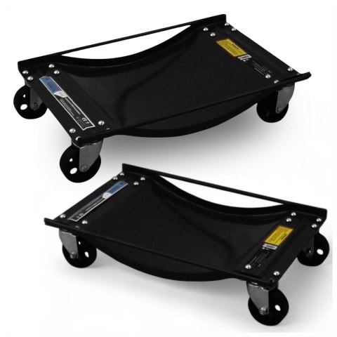 E-hurtownia Wózki Manewrowe 450 kg 2 Sztuki Czarne Rolki Transportowe do Samochodów