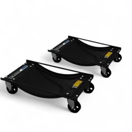 E-hurtownia Wózki Manewrowe 450 kg 2 Sztuki Czarne Rolki Transportowe do Samochodów